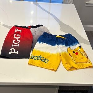 Target Kids Swim Trunks Pokémon & Piggy- Red, Black, Yellow, Blue.. Sz Medium.